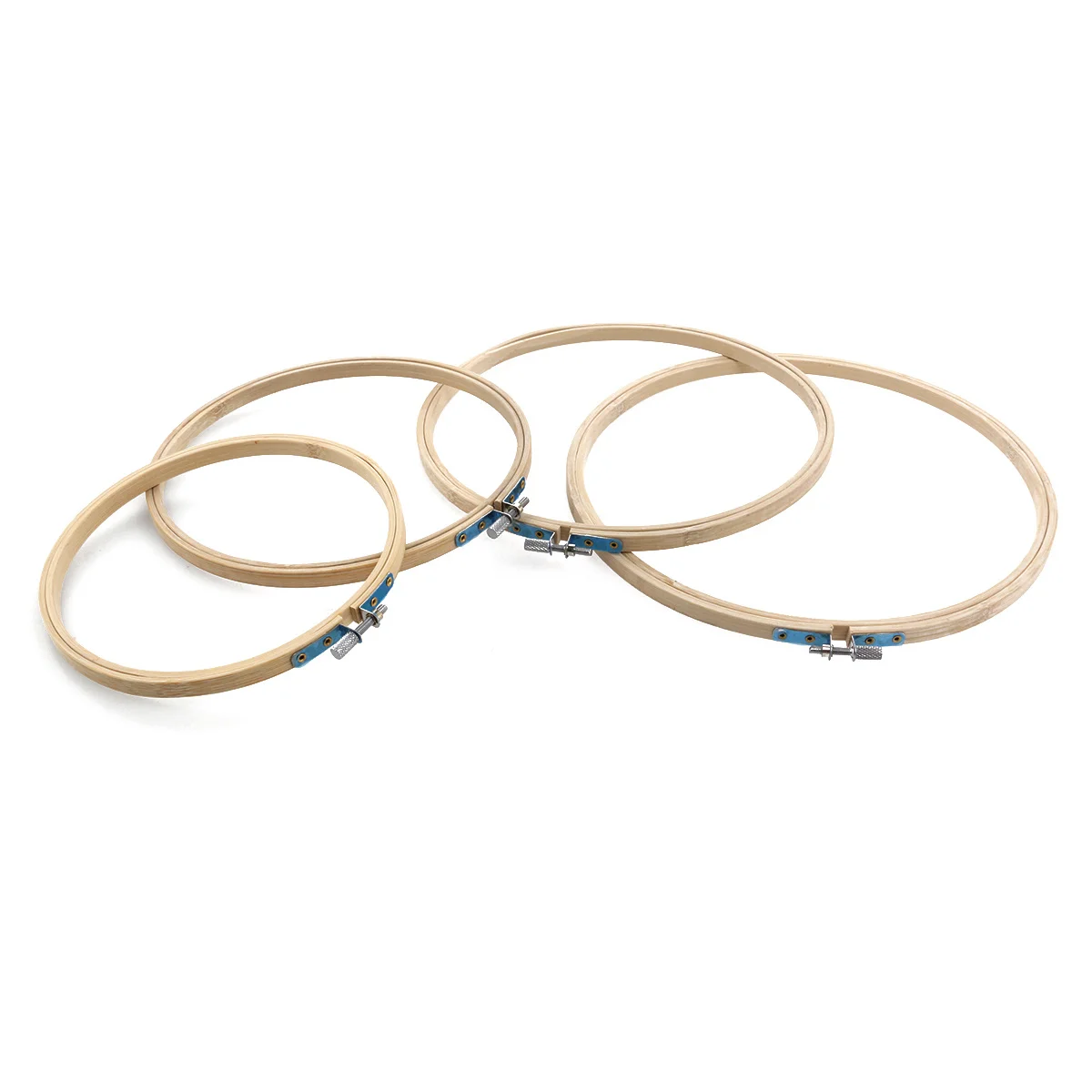 

4Pcs Cross Stitch Bamboo Embroidery Hoops Set 17Cm 20Cm 23Cm 26Cm Wood Color for Needle Arts Fabric Painting Craft