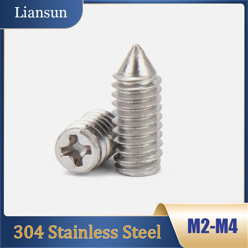 

20-30pcs Cone Point Grub Screws Phillips Set Screw M2 M2.5 M3 M4 304 Stainless Steel Length 2/2.5/3/4/5/6/7/8/9/10mm