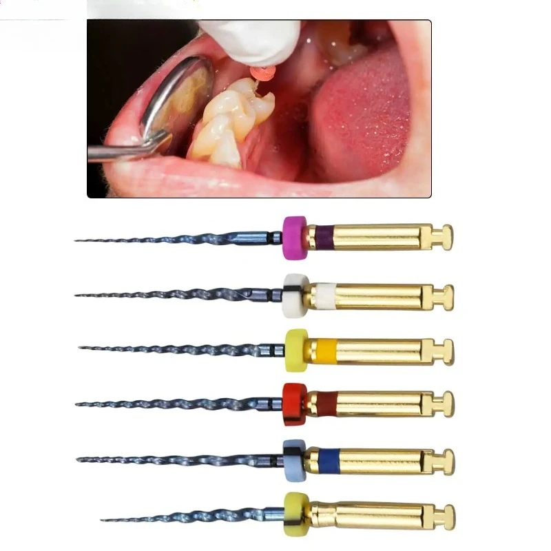 19/21/25MM Dental Root Canal File Gold Root Canal Rotary Super File Nickel-Titanium Instrument Dentistry Tools