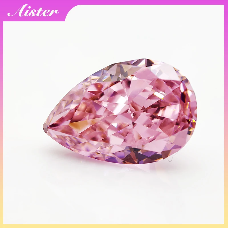 Zirconia cúbica de corte de hielo triturado de pera rosa, Diamante de laboratorio de alto carbono, piedra preciosa CZ, corte 4K, 5A + CALIDAD para la fabricación de joyas, nuevo
