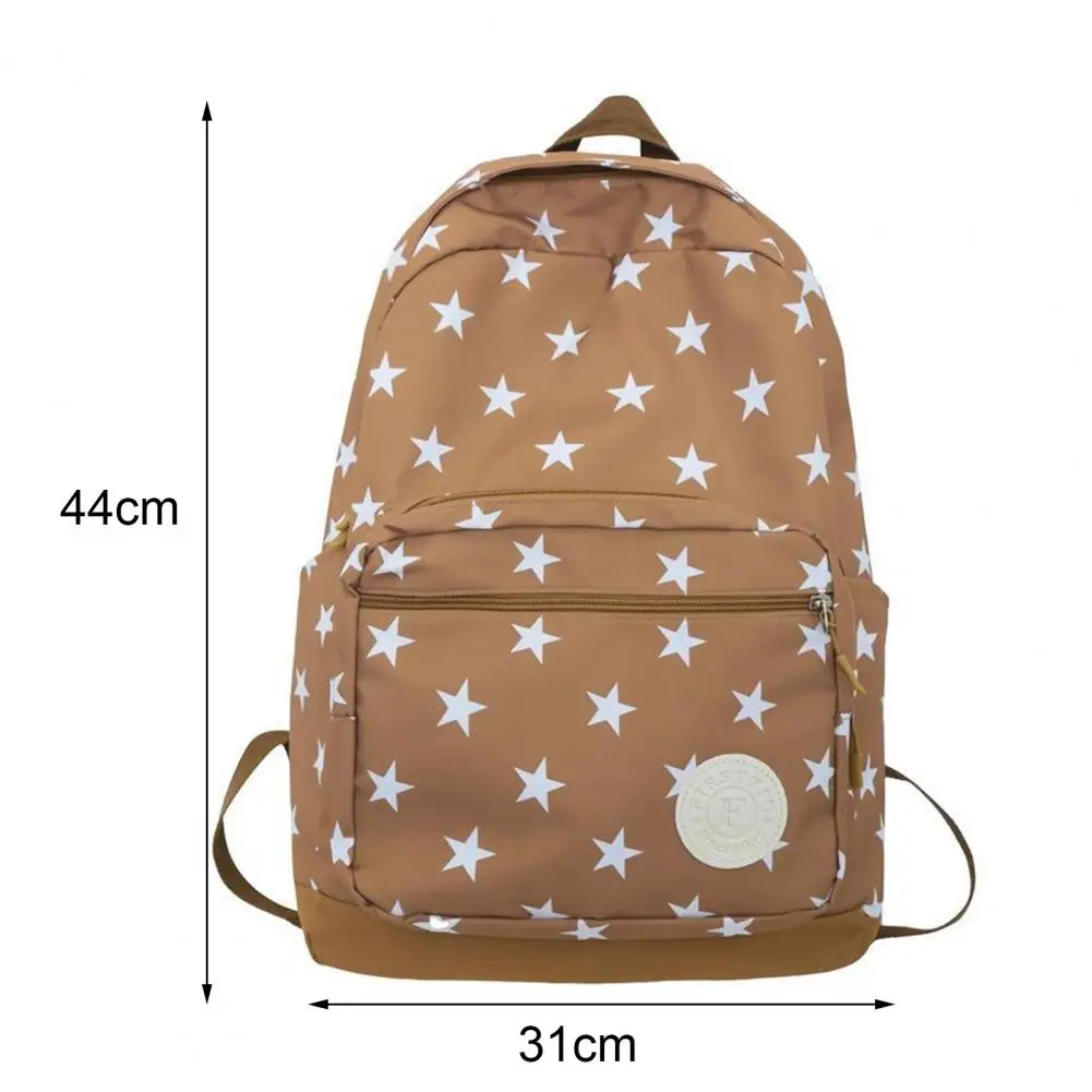 Mochila com estampa de estrela de cinco pontas para estudantes, mochila adolescente portátil, alças ajustáveis, grande capacidade, viagem casual