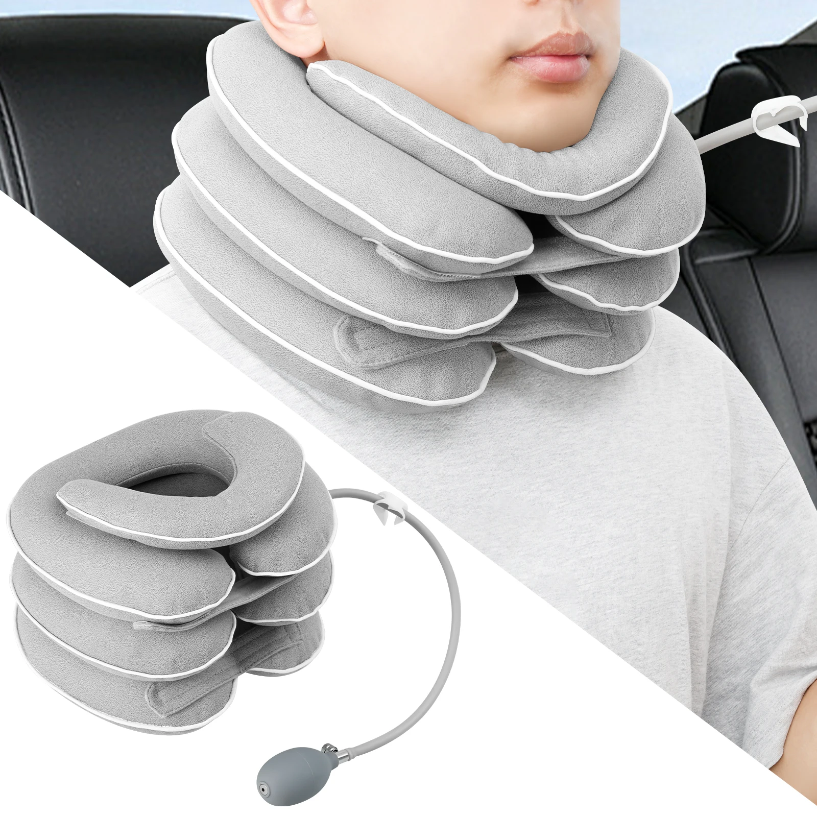 

Neck Stretcher Adjustable Inflatable Neck Braces Cervical Traction Device for Neck Pain and Support Driving Office Home Use