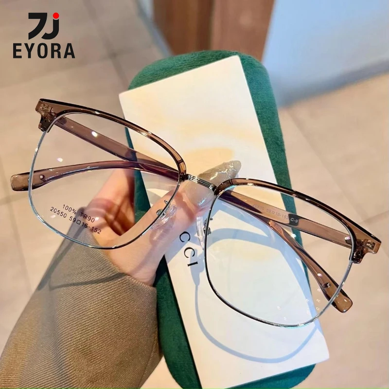 

EYORA Oversize Frame Reading Glasses for Men Ultralight Anti Blue Light Photochromic Glasses Optical Lenses with Prescription