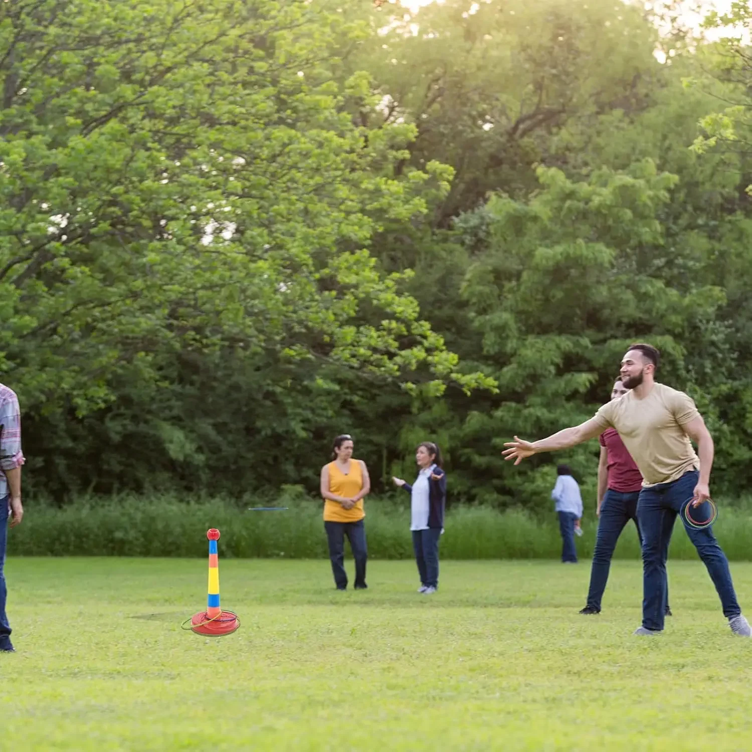 Kids Colorful Ring Toss Game Set -, Carnival Circus Throwing Fun, Includes 1 Stacking Pole & 9 Rings,Play Party Favors Christmas