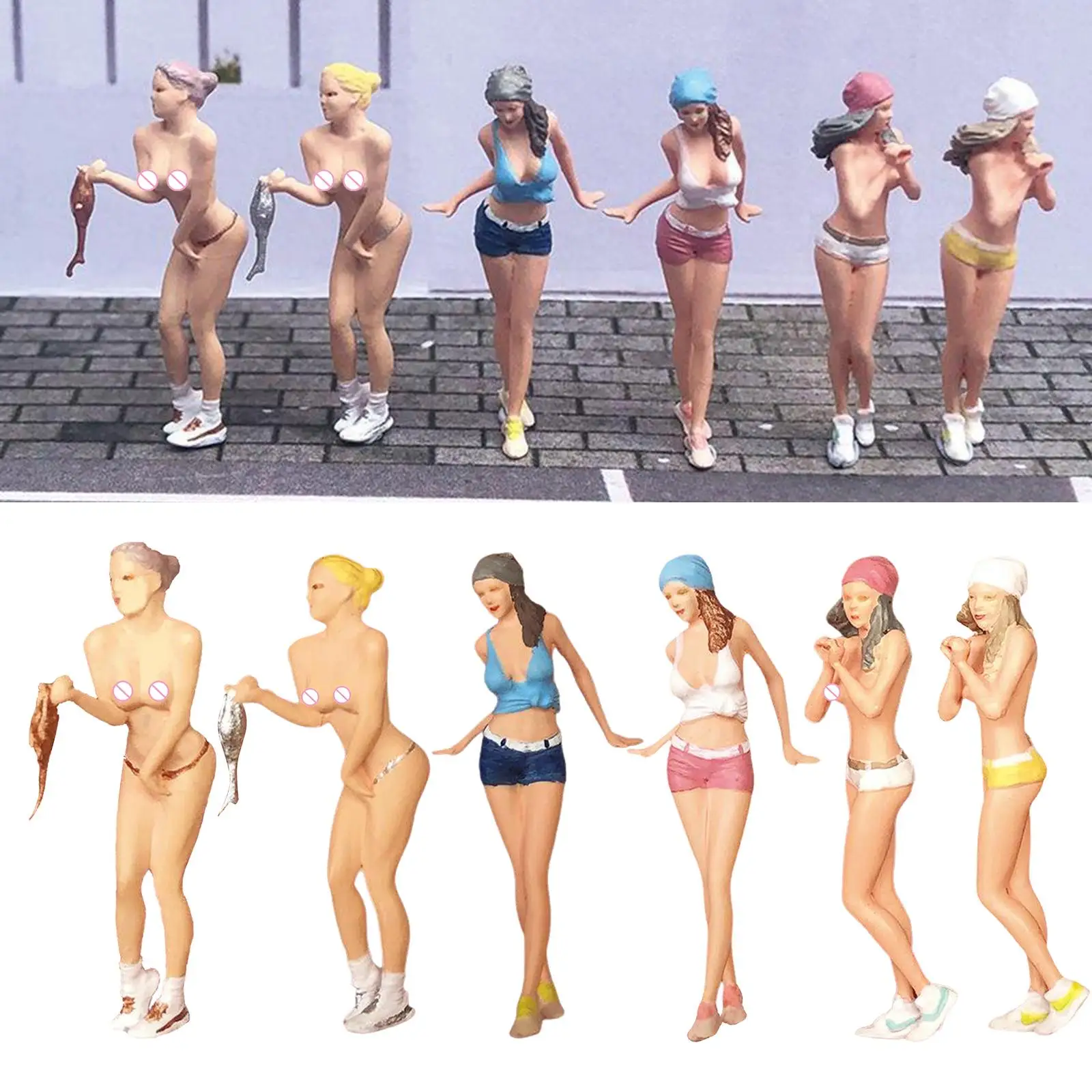 Gorące dziewczyny ludzie figurki ręcznie malowane kobiece figurki ludzi Model z żywicy ludzie zabawki zestaw S skala Model budynku