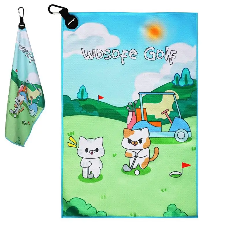 Golf Towels For Men Magnetic Golf Club Ball Towel Funny Pattern Golf Cleaning Towel Waffle Golf Club Ball Towel With Carabiner