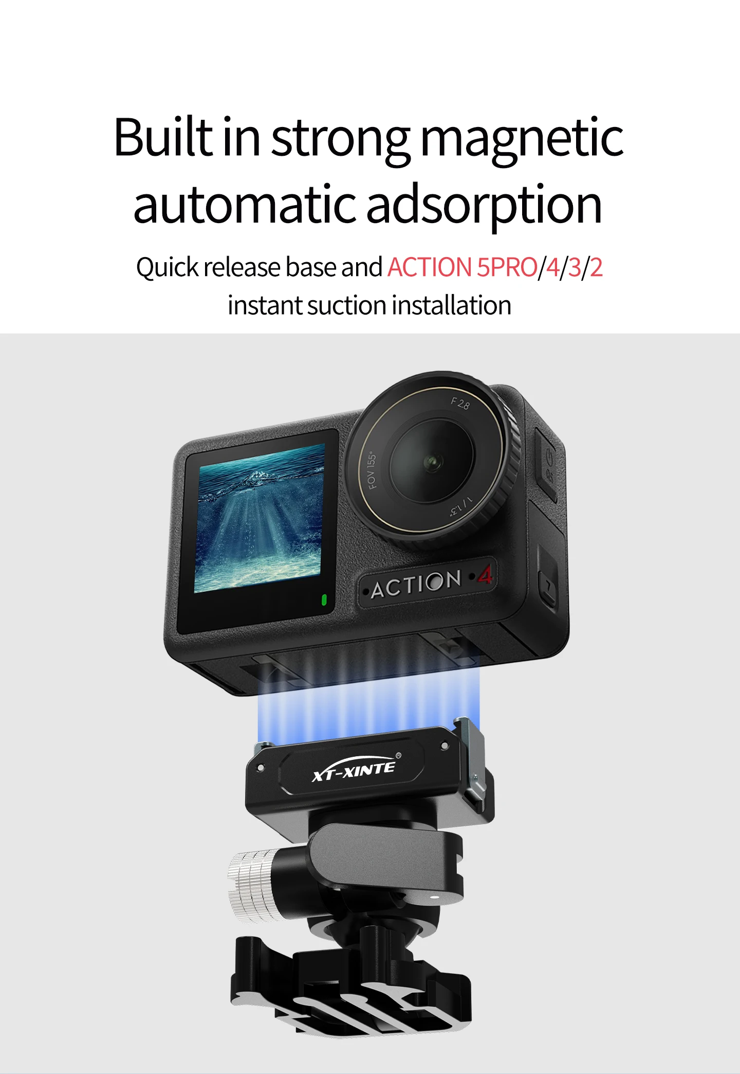 17MM Kugelkopf Action Kamera Schnellverschluss Schnalle Basis für GoPro Insta360 DJI Osmo Tasche Magnetische Motorrad Halterung – Detail 17