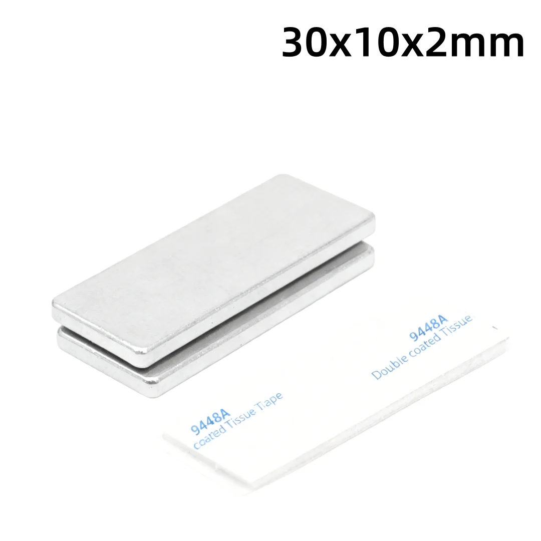30x10x2 Block Powerful Magnets Strong Magnet With Glue Tape For Fridge, DIY, Building, Scientific, Craft, 30*10*2 30x10x2mm