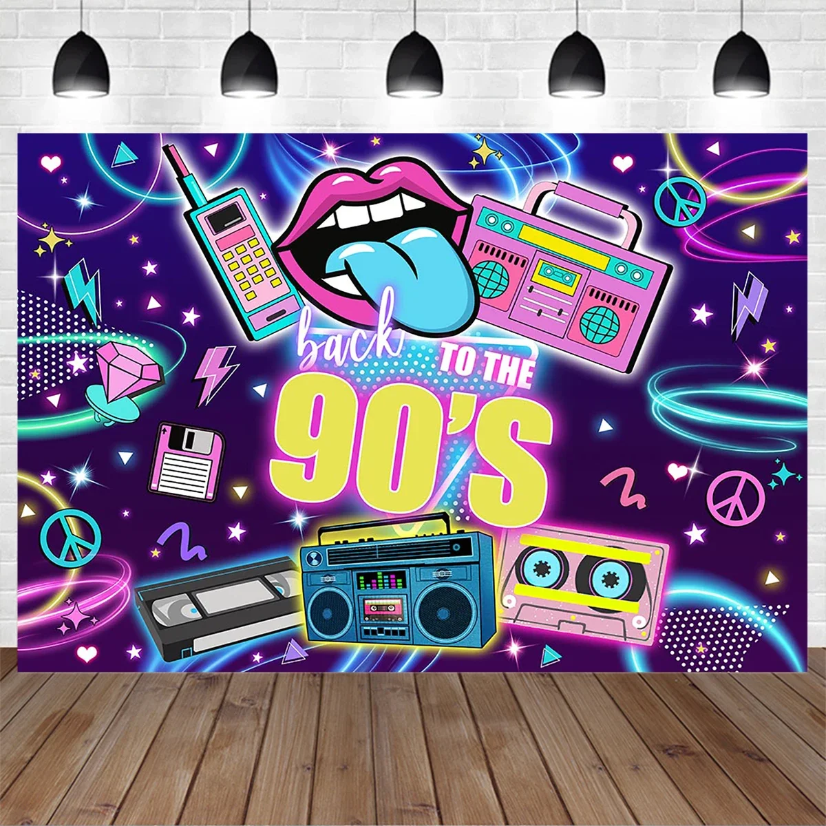 Fondo de fotografía de fiesta de música Disco Retro, pancarta de Regreso a los años 90, fondos de diamantes de Radio, accesorios de vacaciones de cumpleaños para bebés y adultos