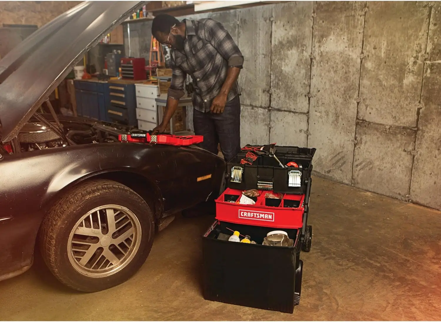 22-in. Rolling Tool Box with Wheels, Black, Plastic, Lockable (CMST20880)