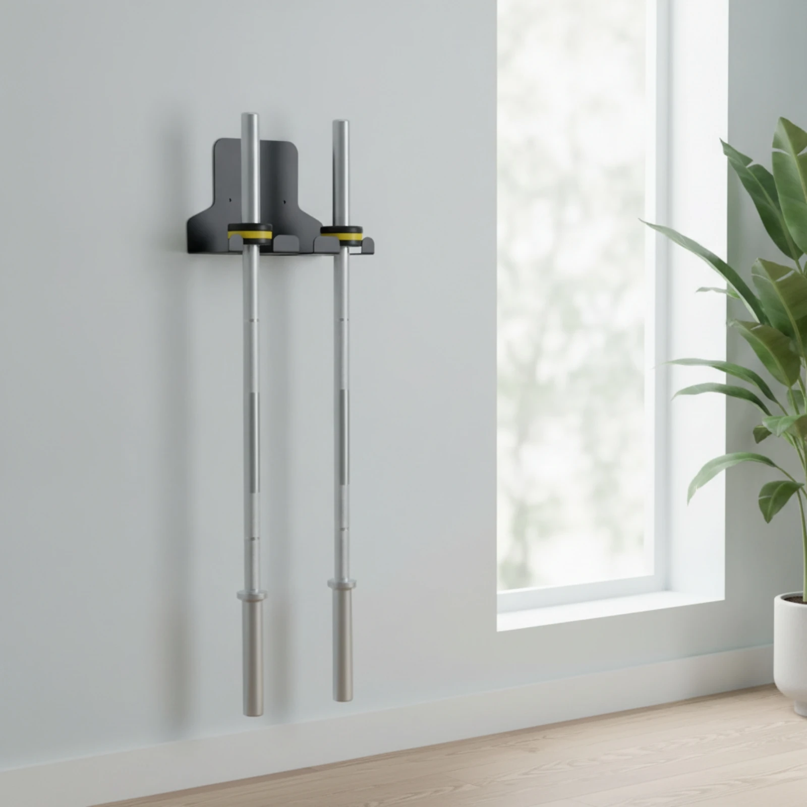 Bar Wall Rack Multi-Slot Metal Rack with Cradles Wall Mount Bar Hanger Easy to Install Barbell Holder Heavy-Duty