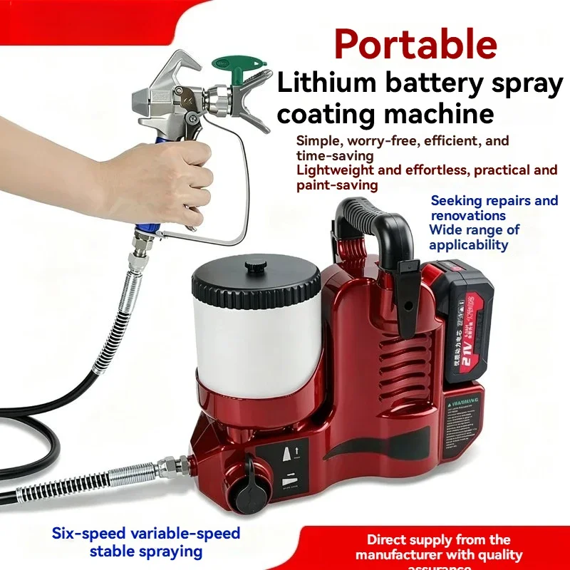 New Lithium Ion Backpack Type High-pressure Airless Spraying Machine Handheld Portable Charging Latex Paint Wall Repair