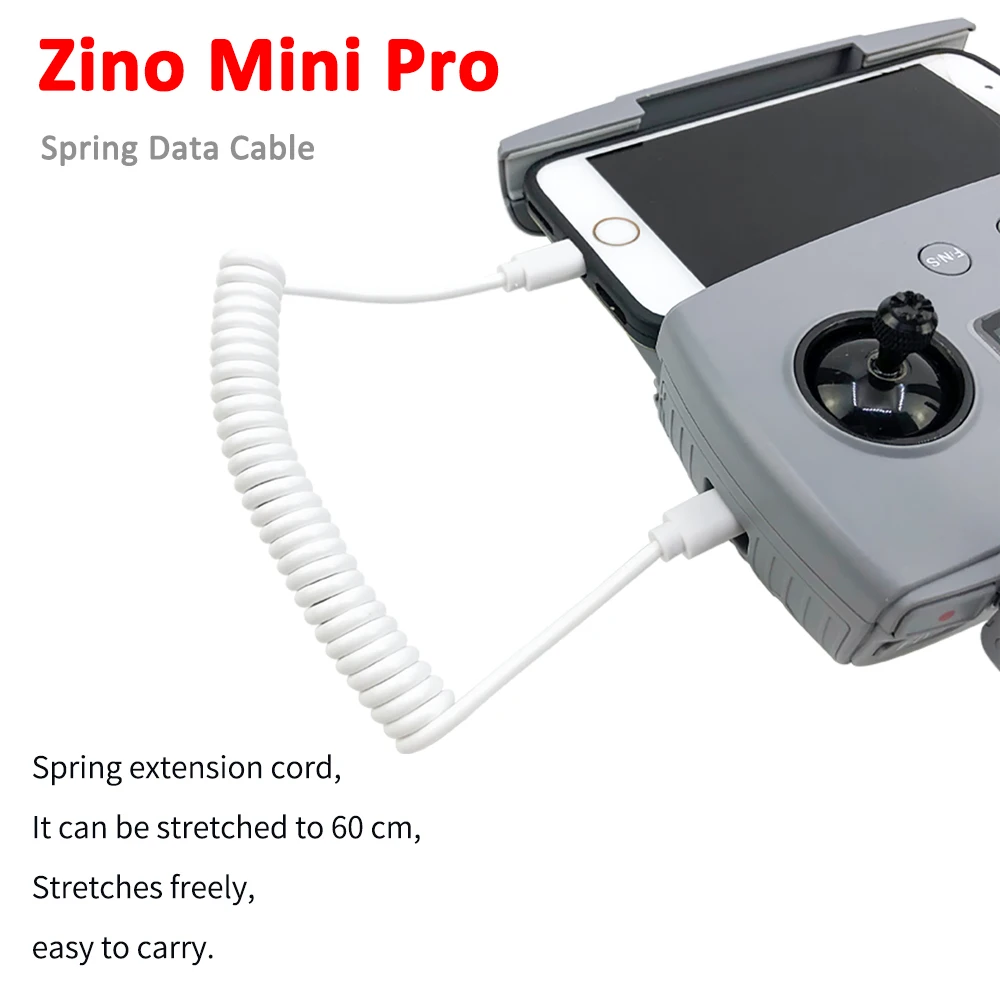 60 см длинный эластичный контроллер для устройства передачи данных, кабель-переходник с пружиной для Harbson ZINO MINI PRO Drone, аксессуар