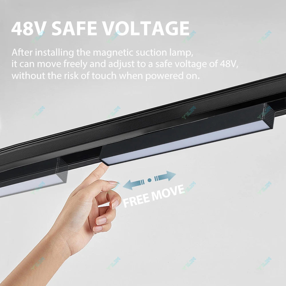 Upgrade Anti-glare Fully Magnetic Track Light 48V Led Grille Flood Lamp Spotlight Track Rail Line Lights No Main Light Lighting