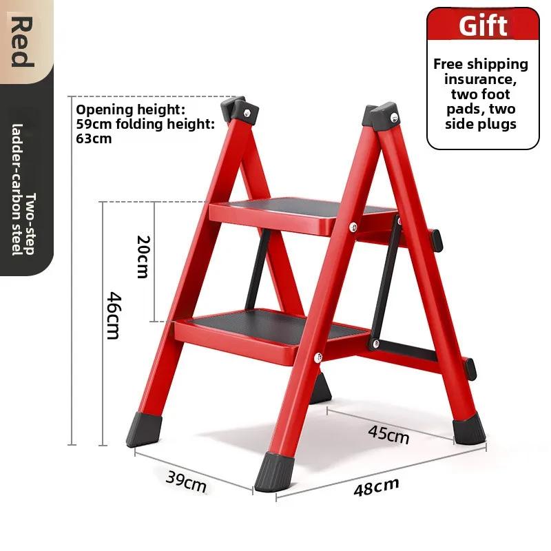 Heavy-Duty Foldable Ladder, 3–4 Step Aluminum Step Stool with Handrail, Non-Slip Wide Pedal, 500lb Capacity,Stable Safe Design image 4