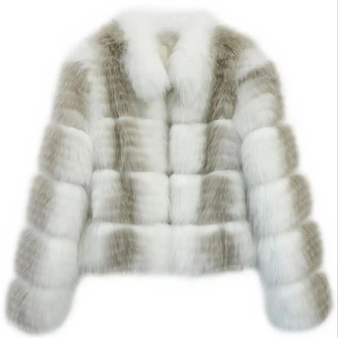 

2024 New Winter Real Fox Fur Strip Sewed Toghter JacketThick Warm Real Fur Luxury Coat Women Outerwear