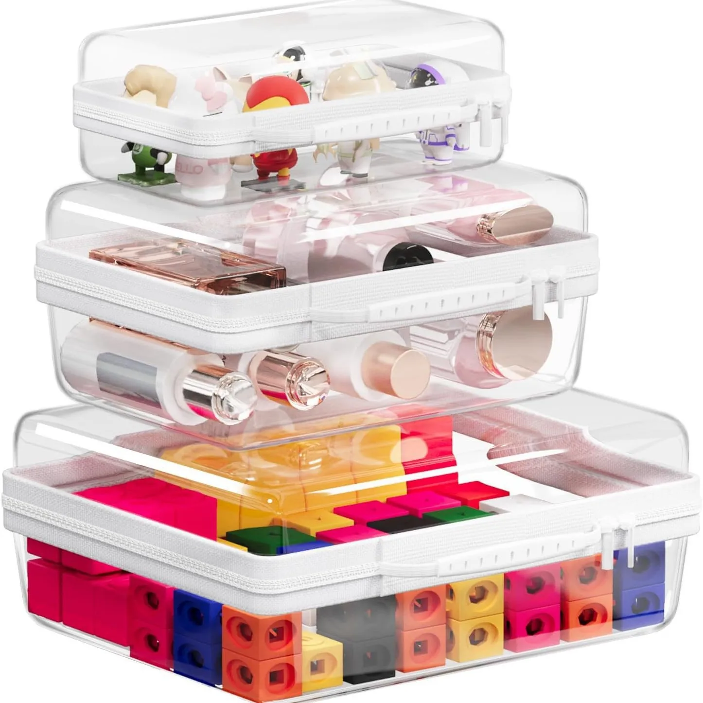

PET plastic zipper box travel essentials small transparent waterproof toy storage box pencil case hard case