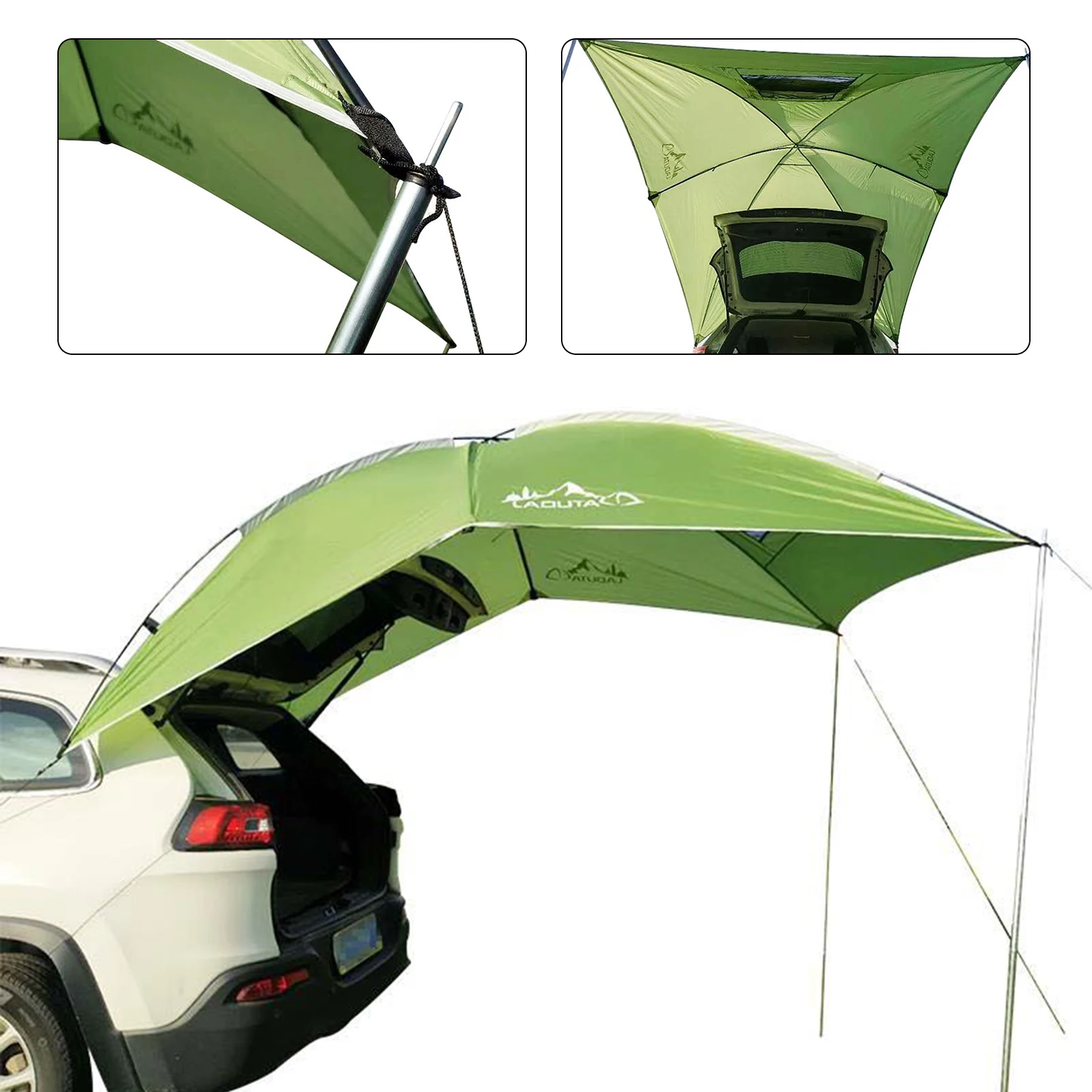 

Portable Car Camping Shelter Shade, Auto Roof Top Tent Awning, Waterproof UV SUV Rooftop Rain Canopy Sunshade, 2.8m x 1.9m