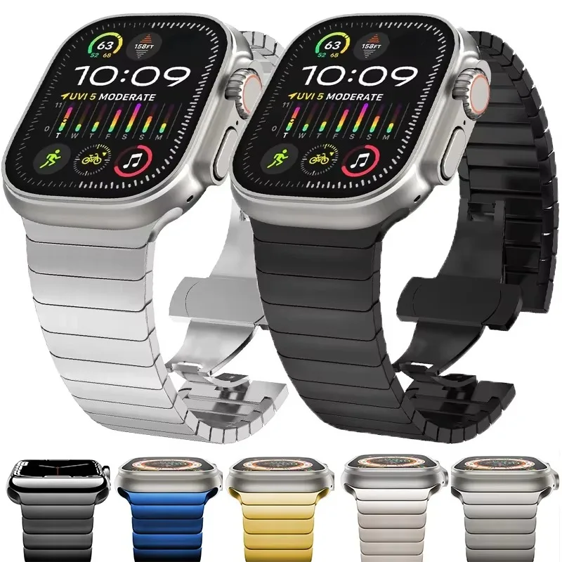

Metal link Strap For Apple Watch Ultra 3 2 Band 49mm 45mm 41mm 44mm 46mm 42mm Stainless Steel Wristband iWatch 9 8 7 6 5 4 11 10