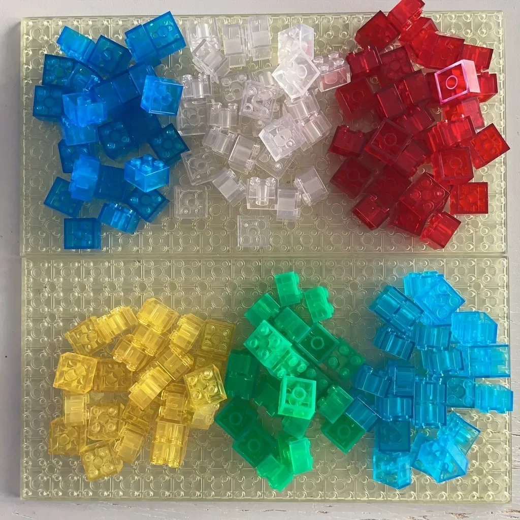 20pcs Transparent Clear Brick 2x2 Building Block MOC Parts Toys For Children DIY House Waterfall Compatible 3001 3003