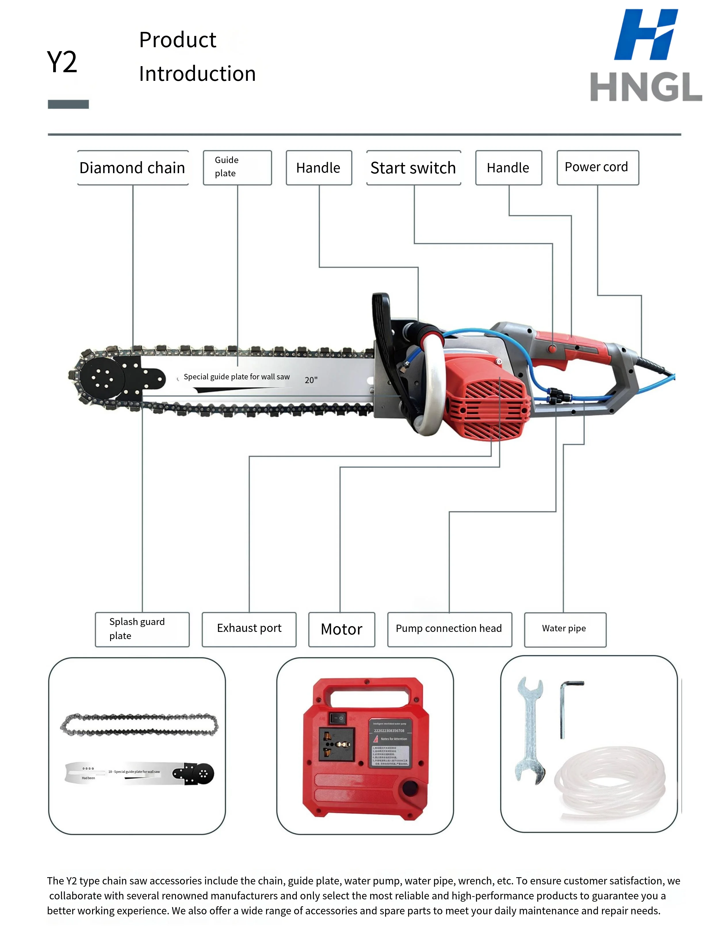 Handheld Concrete Wall Chain Saw 8800W Brushless Diamond Chain Cutter 690mm Deep Cut Dust-Free