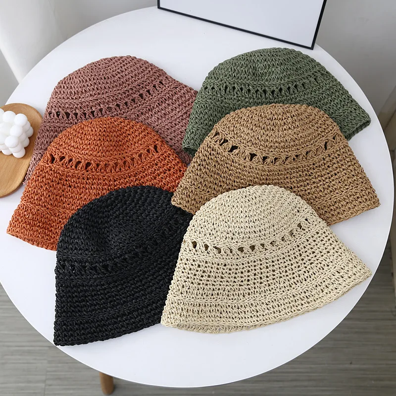 Summer Japanese Bucket Hat Korean L Country Small Brim Straw Hat Versatile Japanese Woven Bucket Hats Beach Sunscreen Hat Women