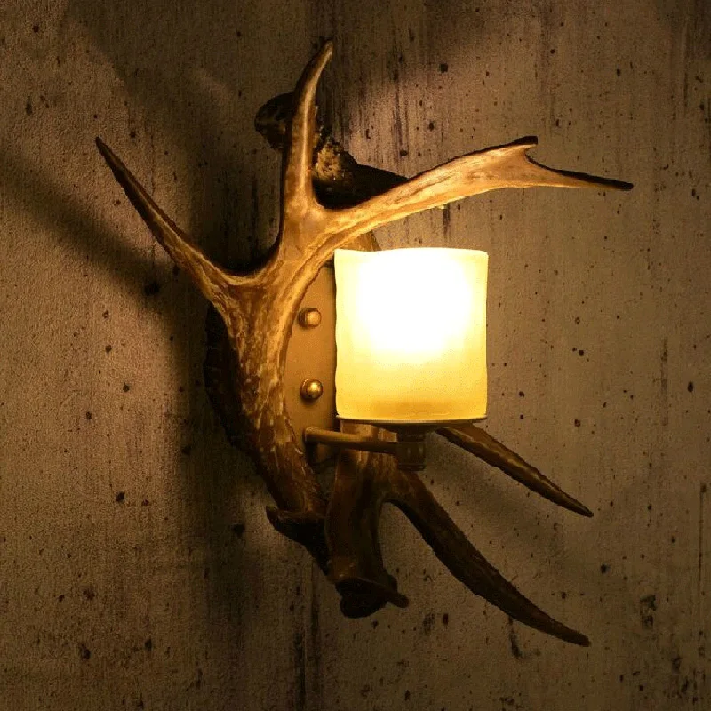 

Vintage Resin Antler Wall Lamp Living Room Bedside Bedroom Wall Light Cafe Corridor Hotel Restaurant Antler Design Wall Sconce