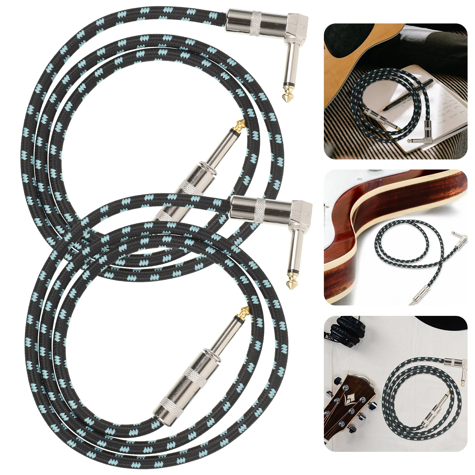 

2pcs 6.5Mm Guitar Audio Cable Professional Electric Bass Stereo Instrument Cable For Speaker Keyboard Durable Anti-Interference