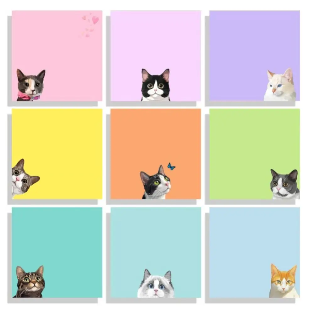 450/300/250pcs Animal Pattern Animal Sticky Notes Sticky Memo Pad Cat Dog Note Pad Cartoon Kitten Puppy Colorful Note Paper