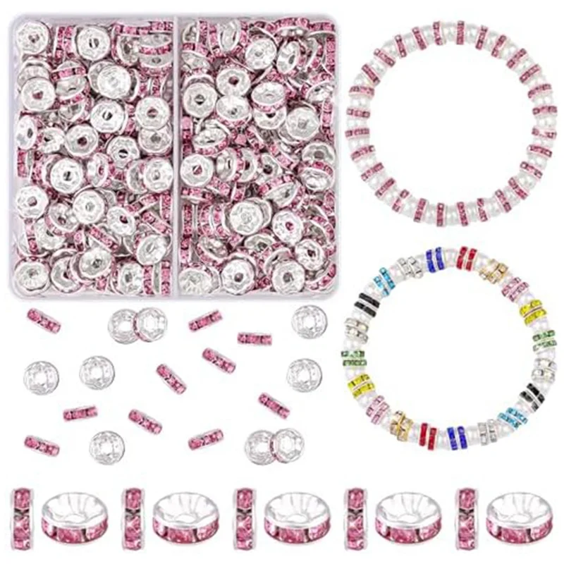 8Mm Spacer Beads For Crafting, 15 Colors Rondelle Spacer Beads Box, Fancy  Crystal Rhinestone Beads-AB52