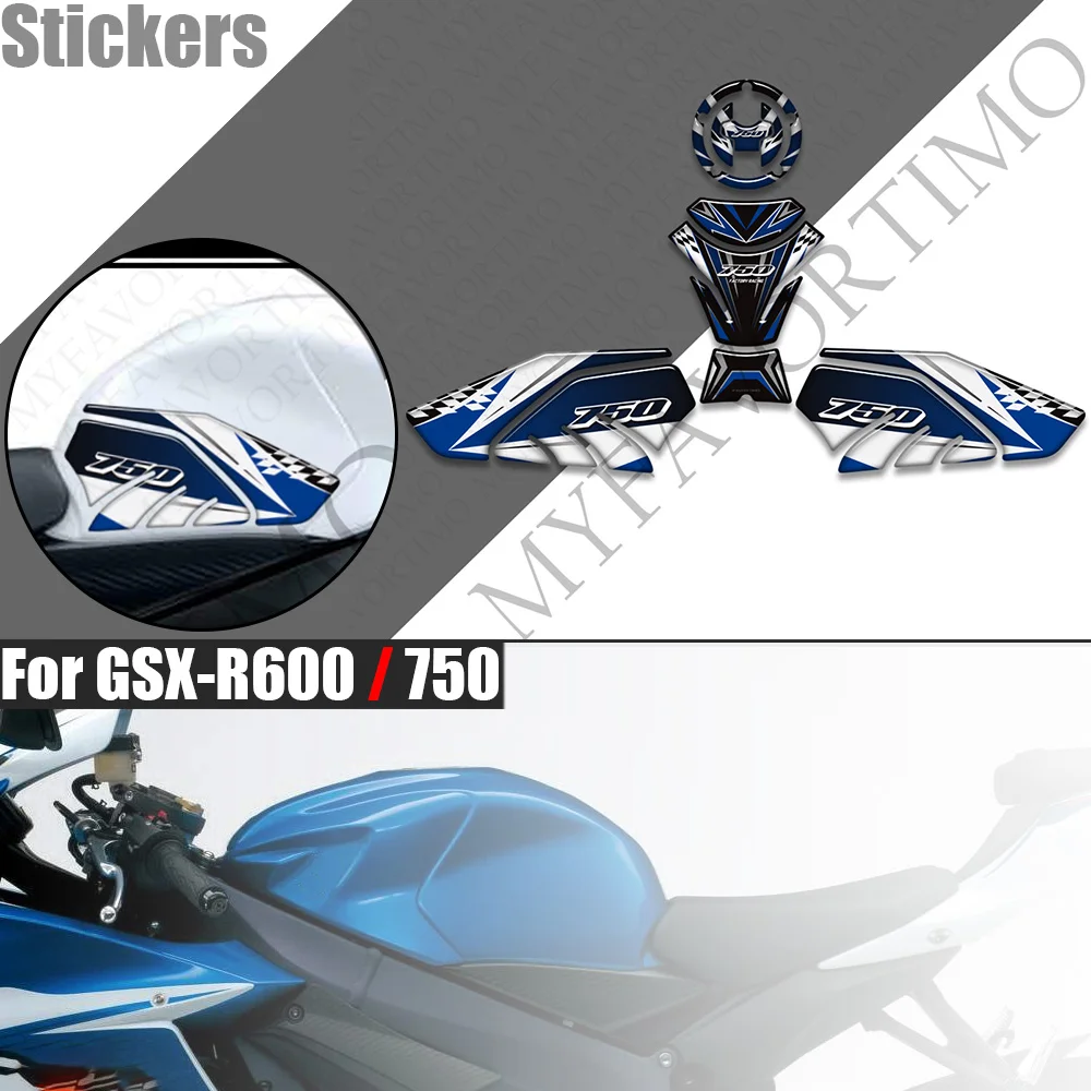 3D Epoxy Resin Tank Pad Knee Protector Decals Stickers For Suzuki GSX-R600 GSX-R750 GSXR Motorcycle Accessories