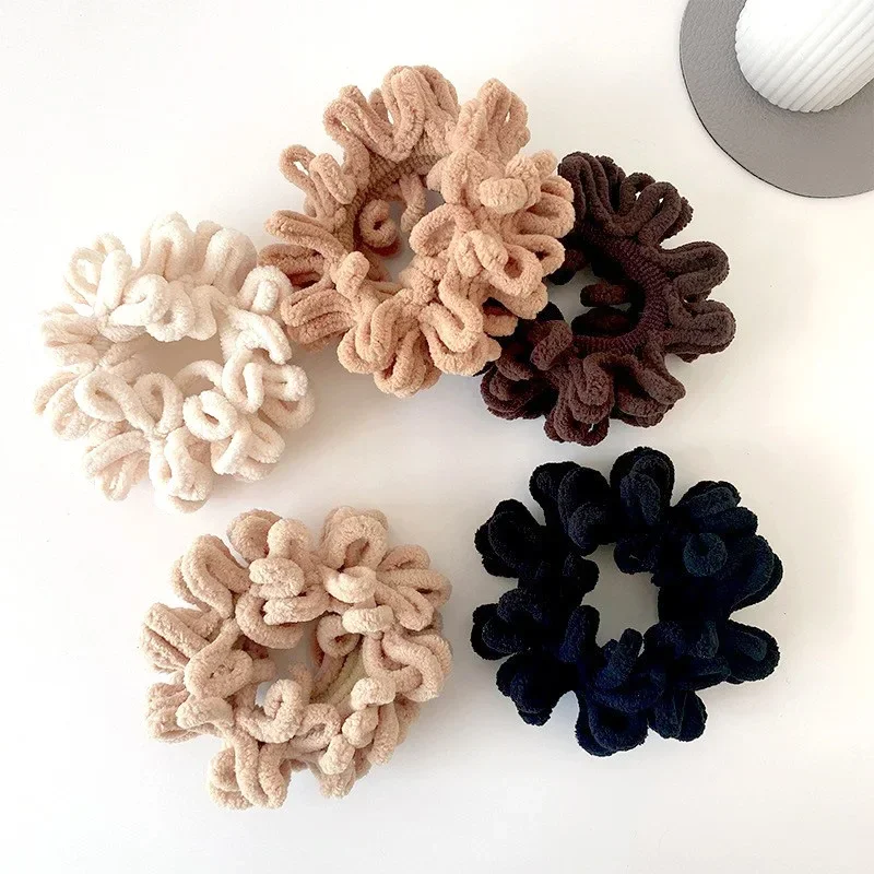 

Women Accessories Solid Color Elastic Hair Band Furry Telephone Wire Hair Tie Large Size Spiral Shape Rubber Fashion Scrunchie