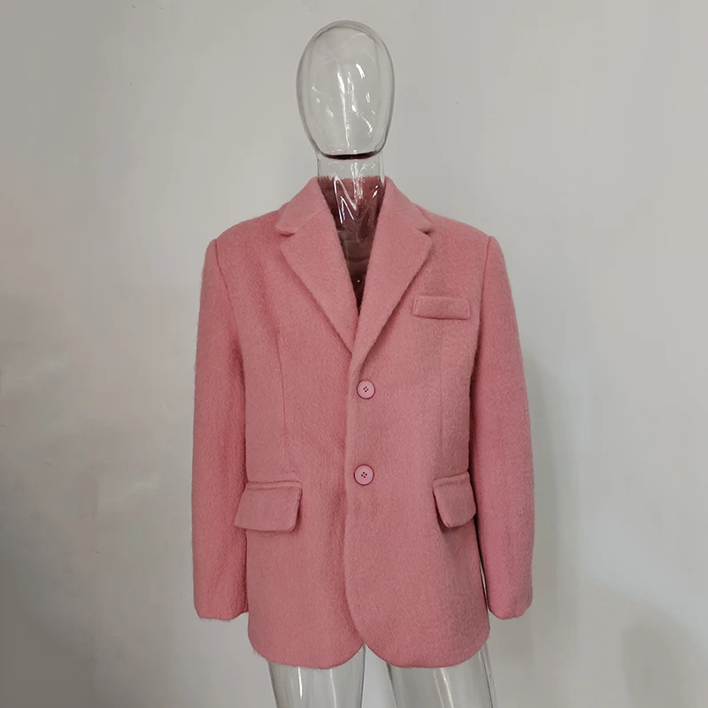 IEFB-Chaqueta de lana coreana para hombre, abrigo elegante con solapa y bolsillo de un solo pecho, ropa informal, color rosa, otoño e invierno,