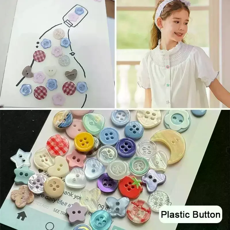 

Randomly 10pcs Diy Scrapbooking Cute Sewing Button Clothing Accessories