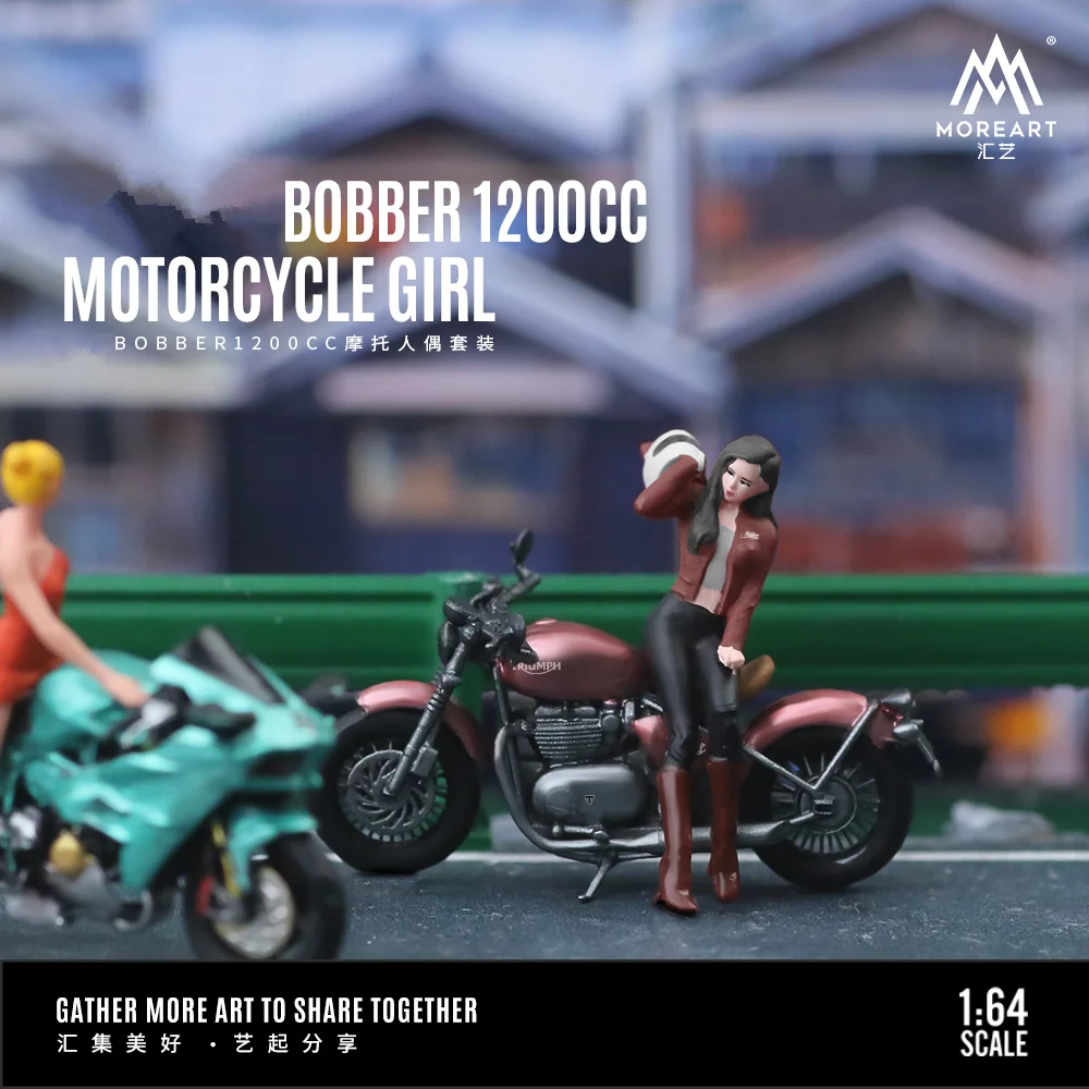 MoreArt/TIME MICRO 1:64 BOBBER 1200CC Motorcycle Girl Set For Display & Collection & Gift