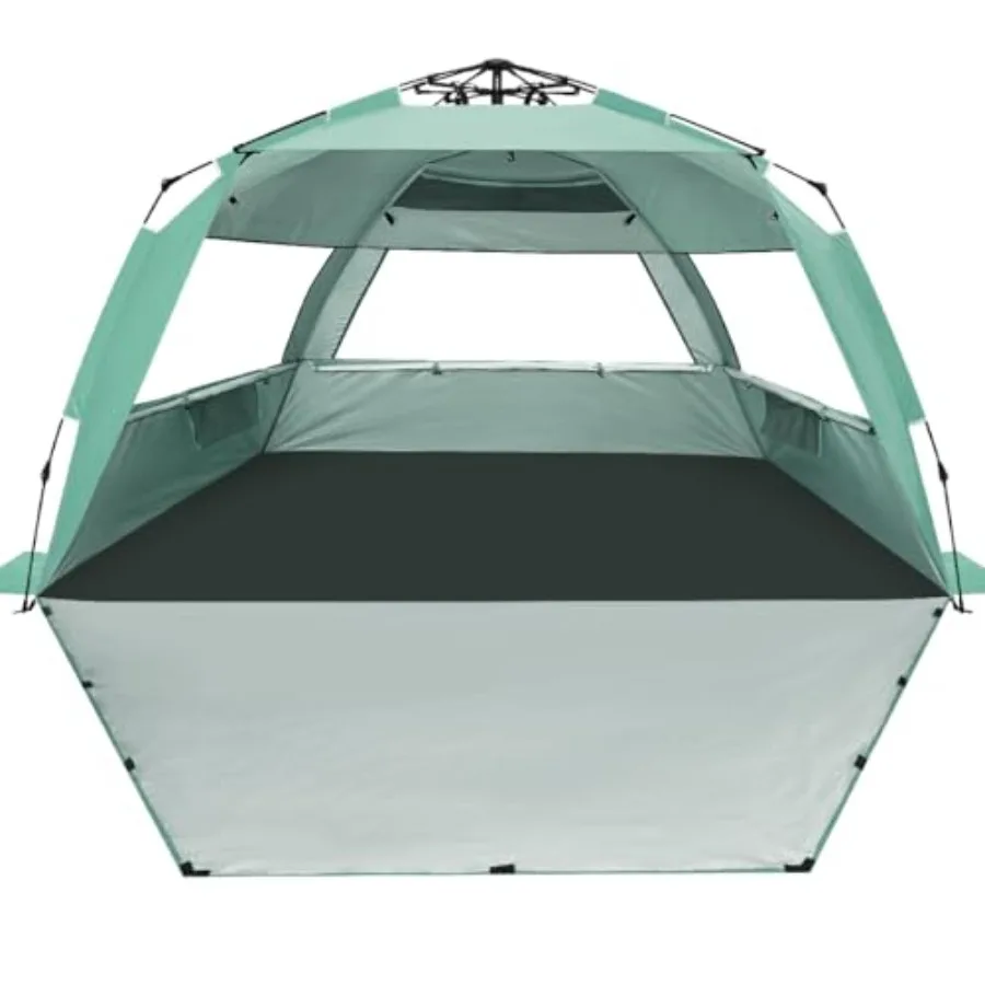 

Beach tent for 3-6 persons, polyester fabric, navy blue, UV protection with extendable floor and 3 ventilating windows
