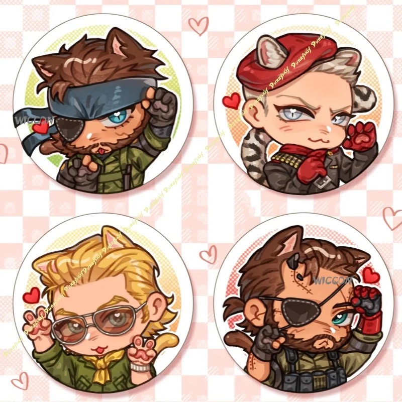Game MGS Metal Gear Solid Cat Boy Chibi Badge Pins Snake Ocelot Kazuhira Miller Brooch Button Jewelry For Backpack Bag Fans Gift