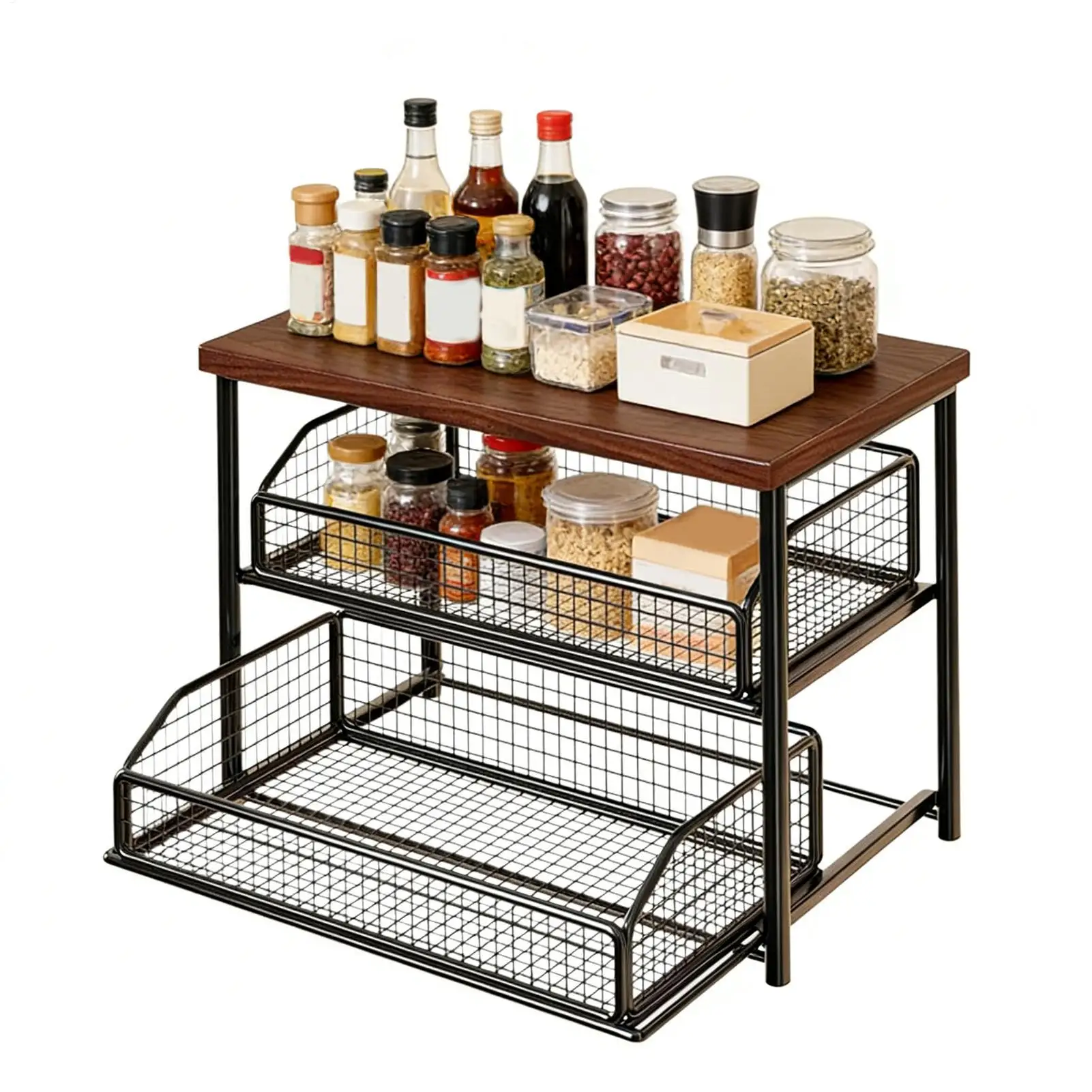 

Органайзер для кофейного уголка, 2-уровневая настольная полка для хранения, настольный органайзер, полка для канцелярских принадлежностей