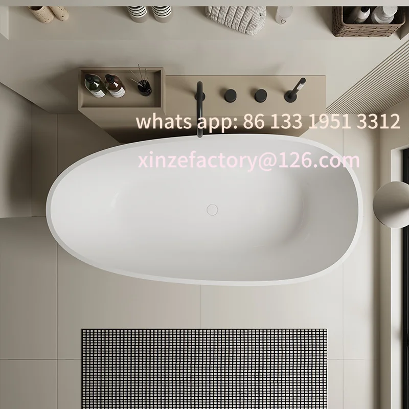 

Customizable Acrylic Bathtub Household Small Unit Freestanding Goose Egg Shape