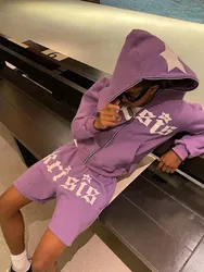 Y2k estrela carta impressão hoodie dos homens moda zip up manga longa oversized jaqueta casaco harajuku gótico com capuz moletom roupas adolescentes