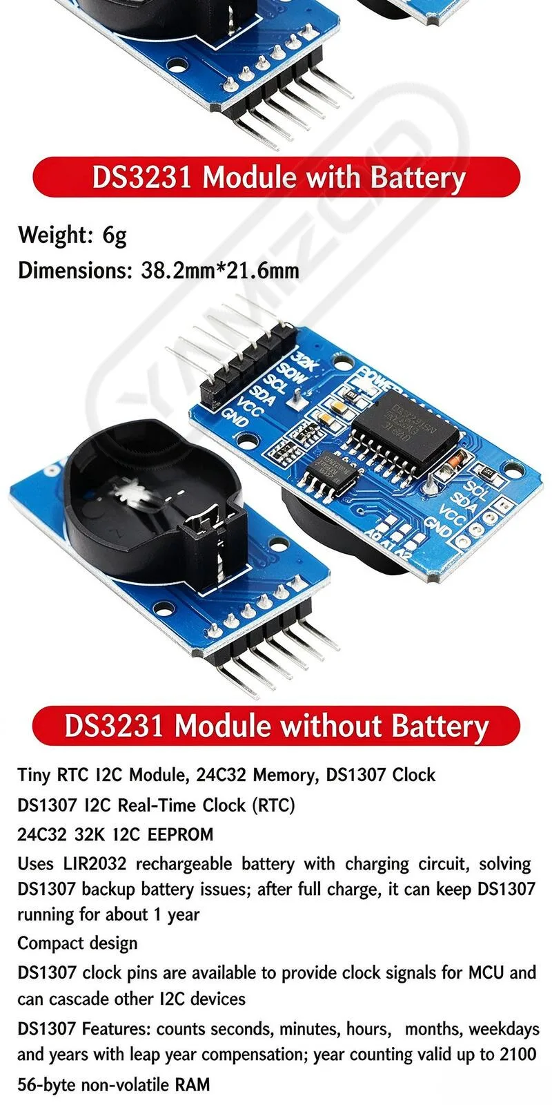 Uhrmodul-Serie Raspberry Pi Hochpräzises RTC DS3231 Etc – Detail 4
