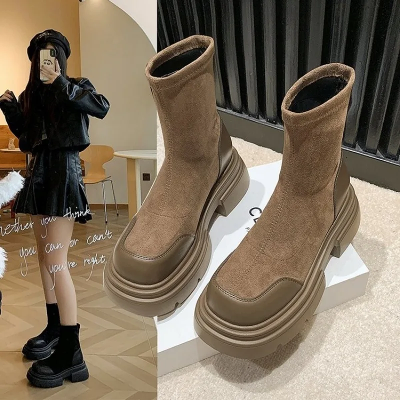 Women's Rubber Boots Shoes Boots-Women Winter Footwear Zipper Round Toe Rain Lolita Ladies Autumn Rock Med Cowboy Rome Ankl