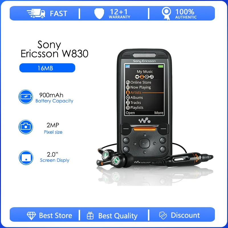 

Sony Ericsson W830 Refurbised-Original Unlocked W830i W830c Mobile Phone 2G FM Unlocked Cell Phone Free shipping