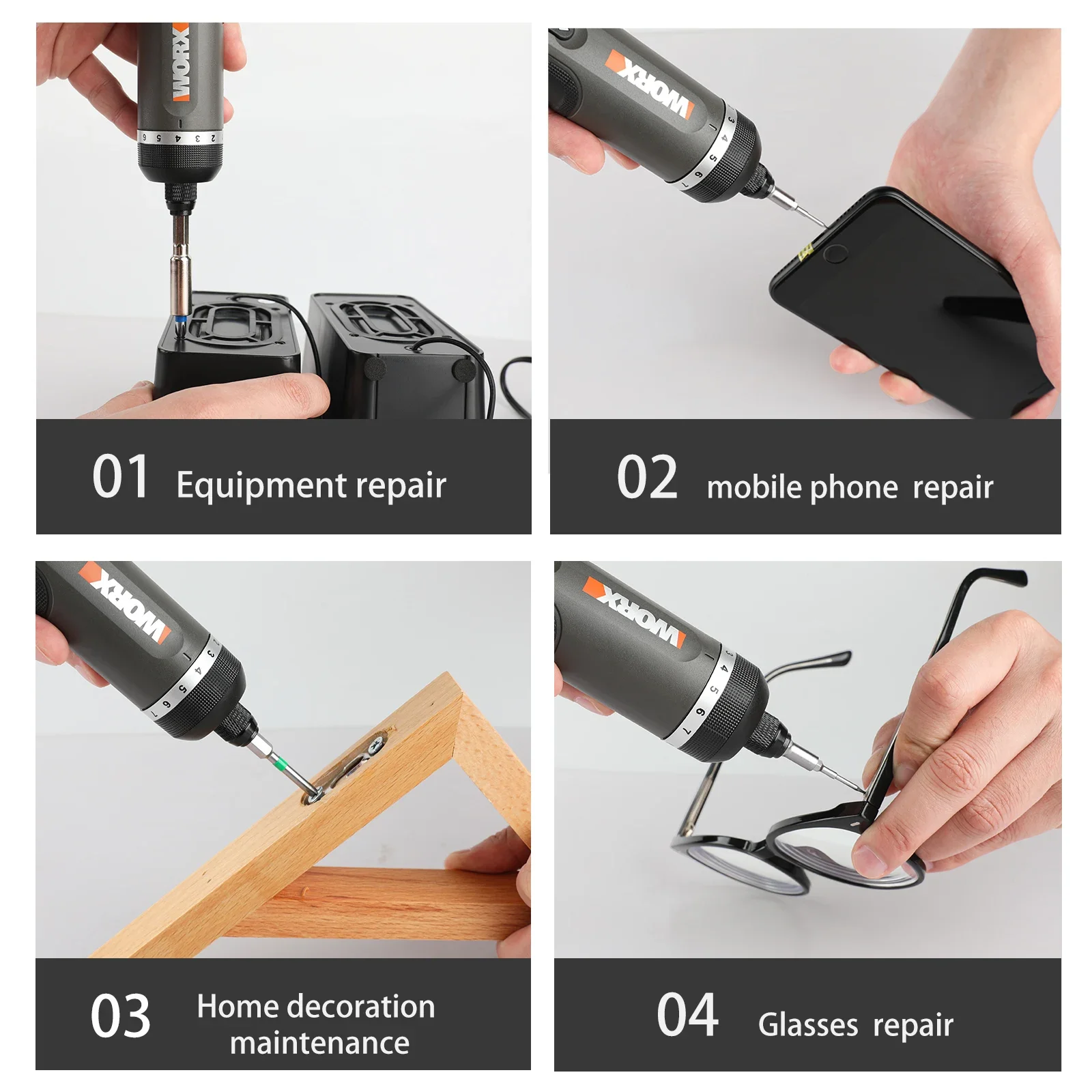 Worx WX242 Electric Screwdriver Set Intelligent Cordless Drill Screwdriver USB Charging Handle 30 Piece Set Electric Screwdriver