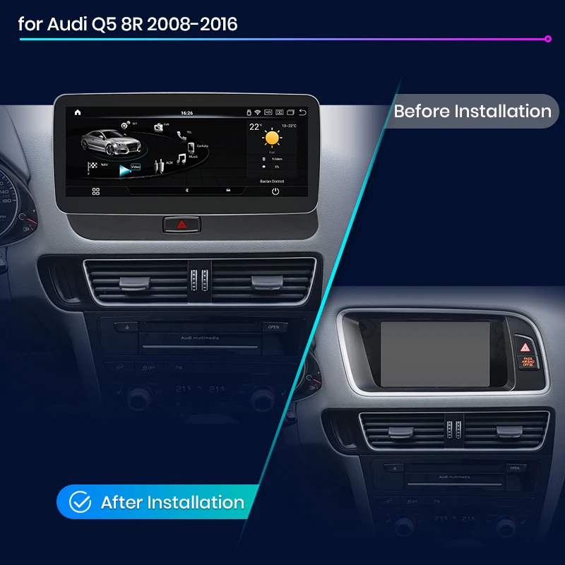 Junsun Qualcomm 665 inalámbrico CarPlay Andorid Auto Radio para Audi Q5 2009-2016 sistema inteligente estéreo GPS Navi Autoradio 2