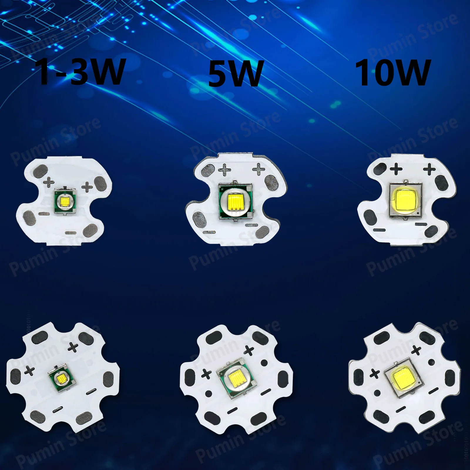 LEDs Beads High Power 1-3W 5W 10W Cold White Lamp 3.5*3.5mm/ 5*5mm DIY For Head Light Torch Flashlight Bicycle Outdoors Lighting