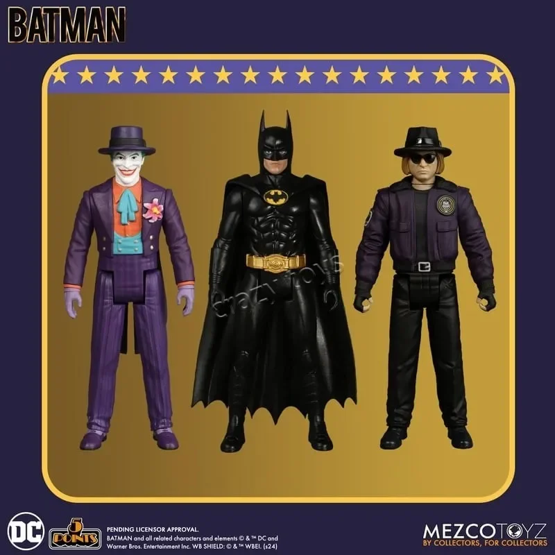 Set Deluxe de Batman 1989 con Batmóvil de Mezco 5 Points, Figuras de Acción Oficiales de Batman, Joker y Bob Goon, Juguete Coleccionable para Fans de Batman