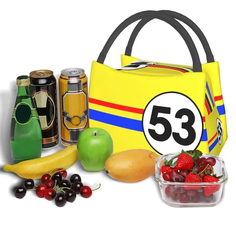 Classic Racing Car Herbie 53 Resuable Lunch Box Thermal Cooler Food Insulated Lunch Bag Hospital Office Pinic Container