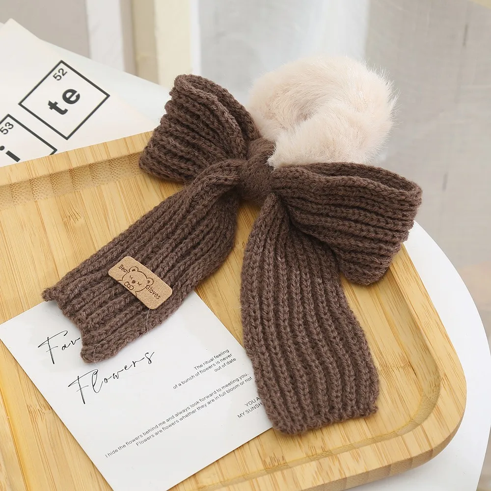 AISHG Plush Knitted Bow Hairband Women's Fashion Elastic Hair Rope Rubber Band Ponytail Holder Headband Hair Accessories