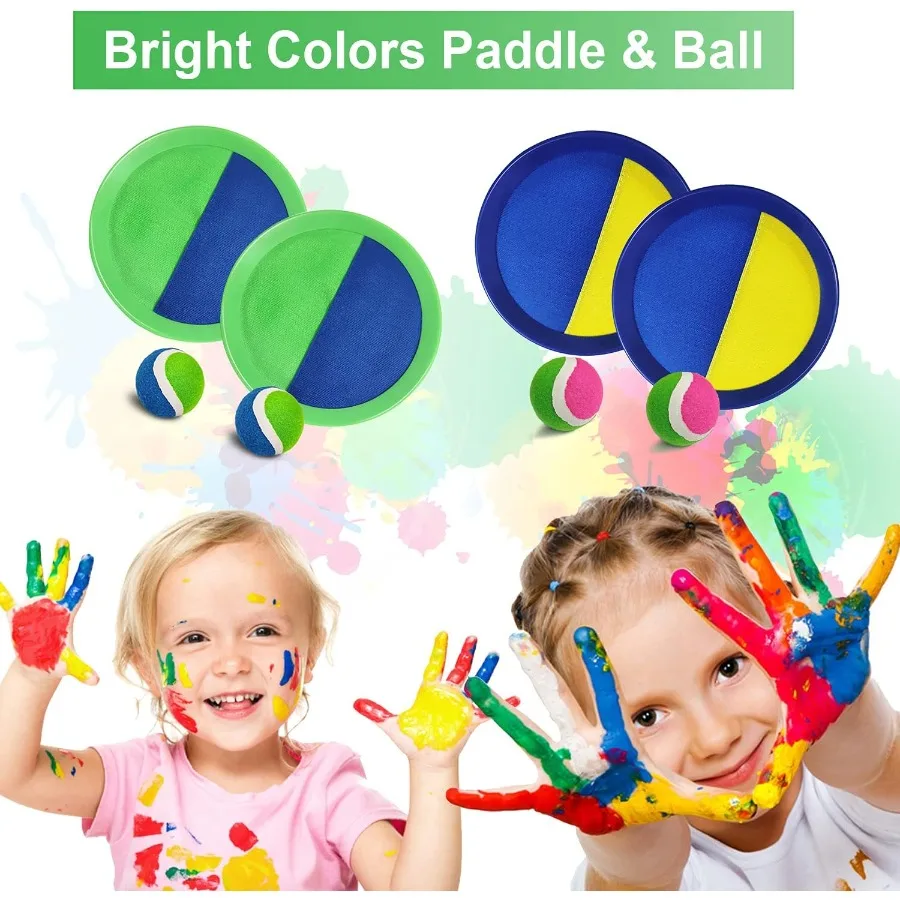 Ball Catch Set Games Toss Paddle Zwembad Strandspeelgoed Achtertuin Buitenspellen Achtertuin Gooi Kleverige set Leeftijd 3 4 5 6 7 8 9 10 11 12 Y